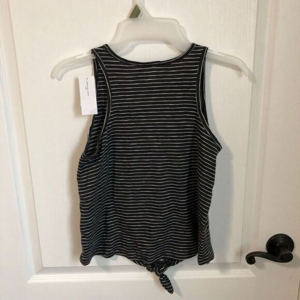American‎ Eagle Kids Striped Tie-Hem Tank Top Black & White Size 14 Sleeveless - Picture 4 of 7